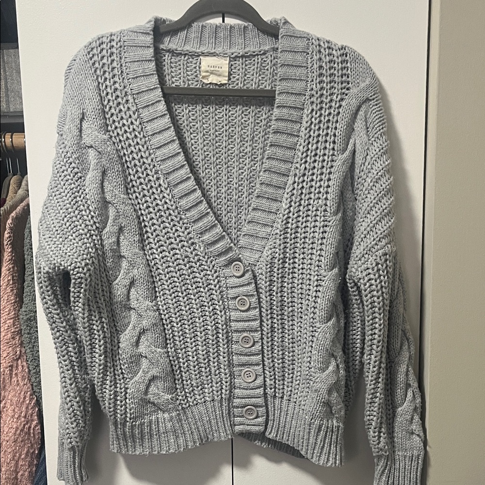 Light Blue Cable Knit Cardigan